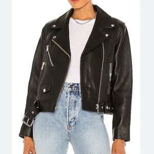 NWT Anine Bing Benjamin Leather Moto Jacket in Black Sz XS